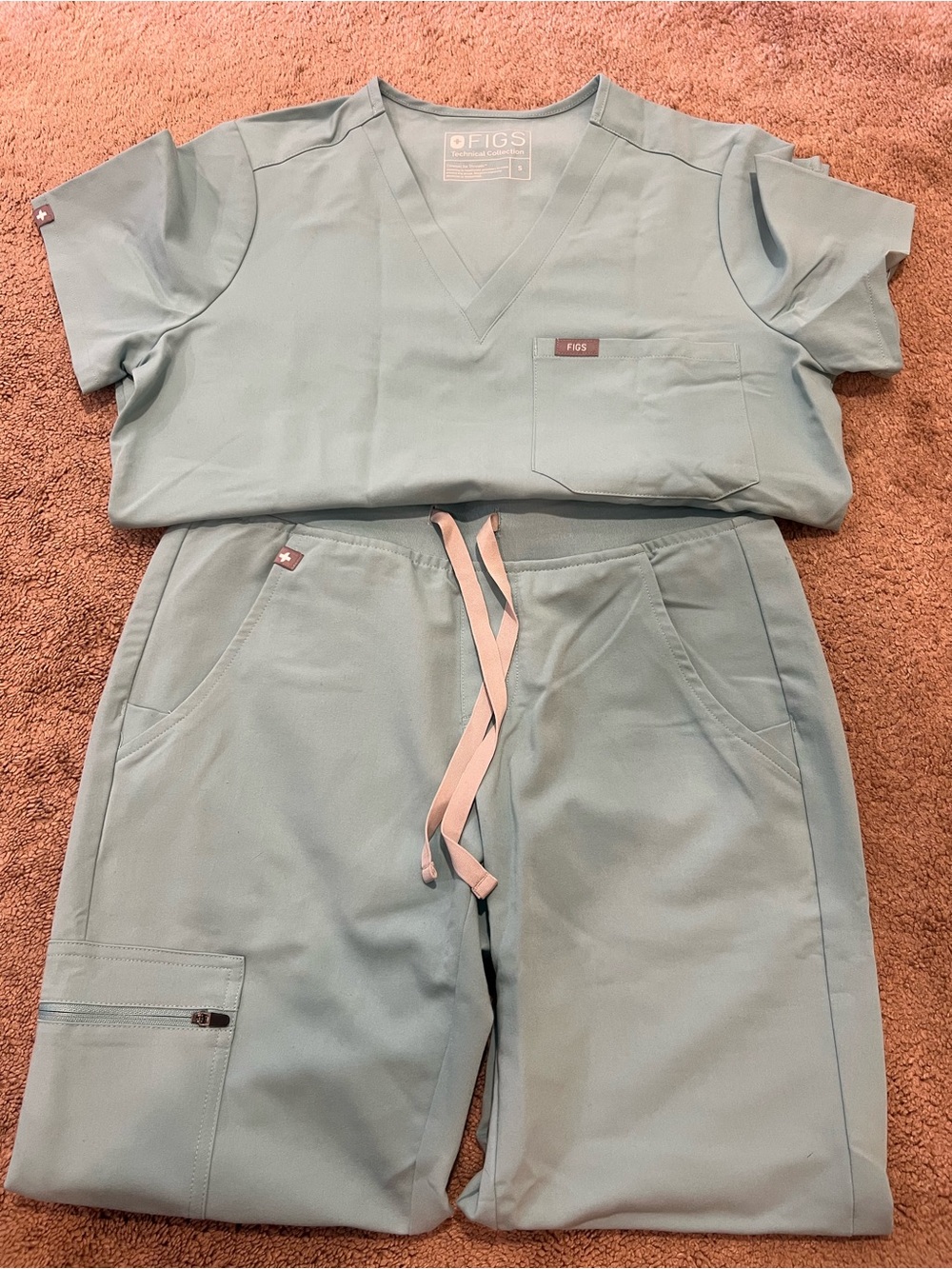 EUC FIGS Scrubs Seaglass Woman’s Size Small Catarina Top - XS/P Zamora Pants